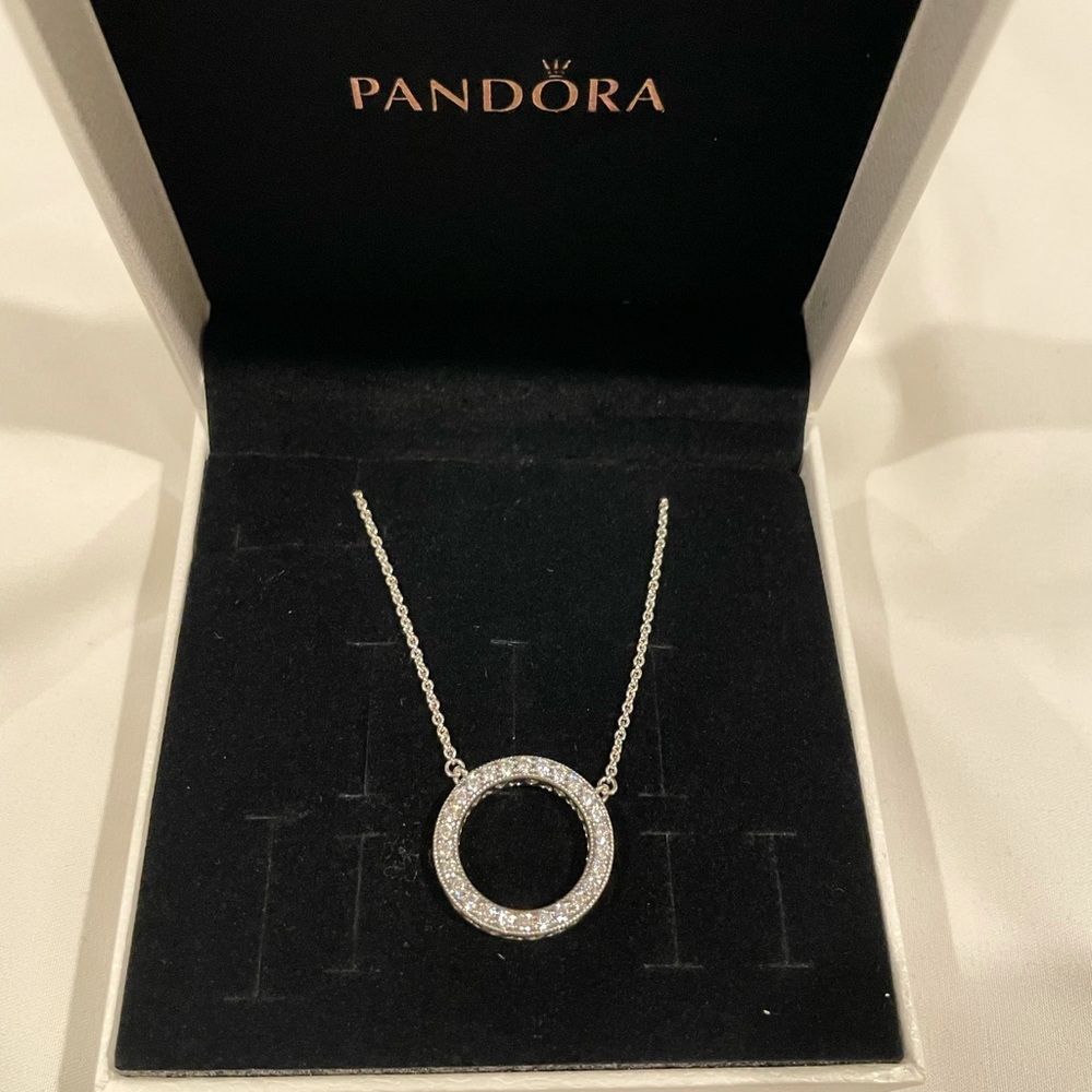 Authentic Pandora Circle Of Sparkle Necklace Gem